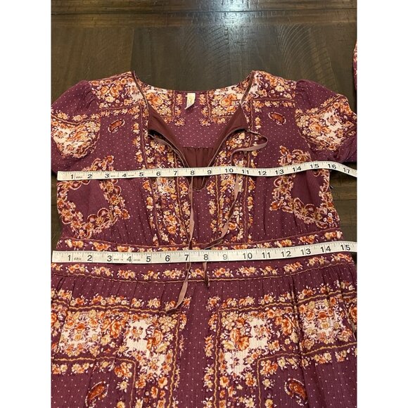 Free People Bridget Dress Size Small Long Sleeve Floral Ruffled Boho Peasant - Picture 4 of 9